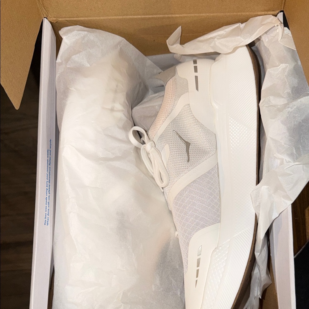 Hoka White and Cream Men's Lightweight Lace-Up Sneakers